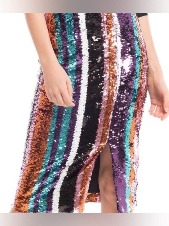 Gracia Dresses & Skirts - Gracia Multi-Color Sequin Striped Pencil Skirt - Vibrant Glam - Size Large